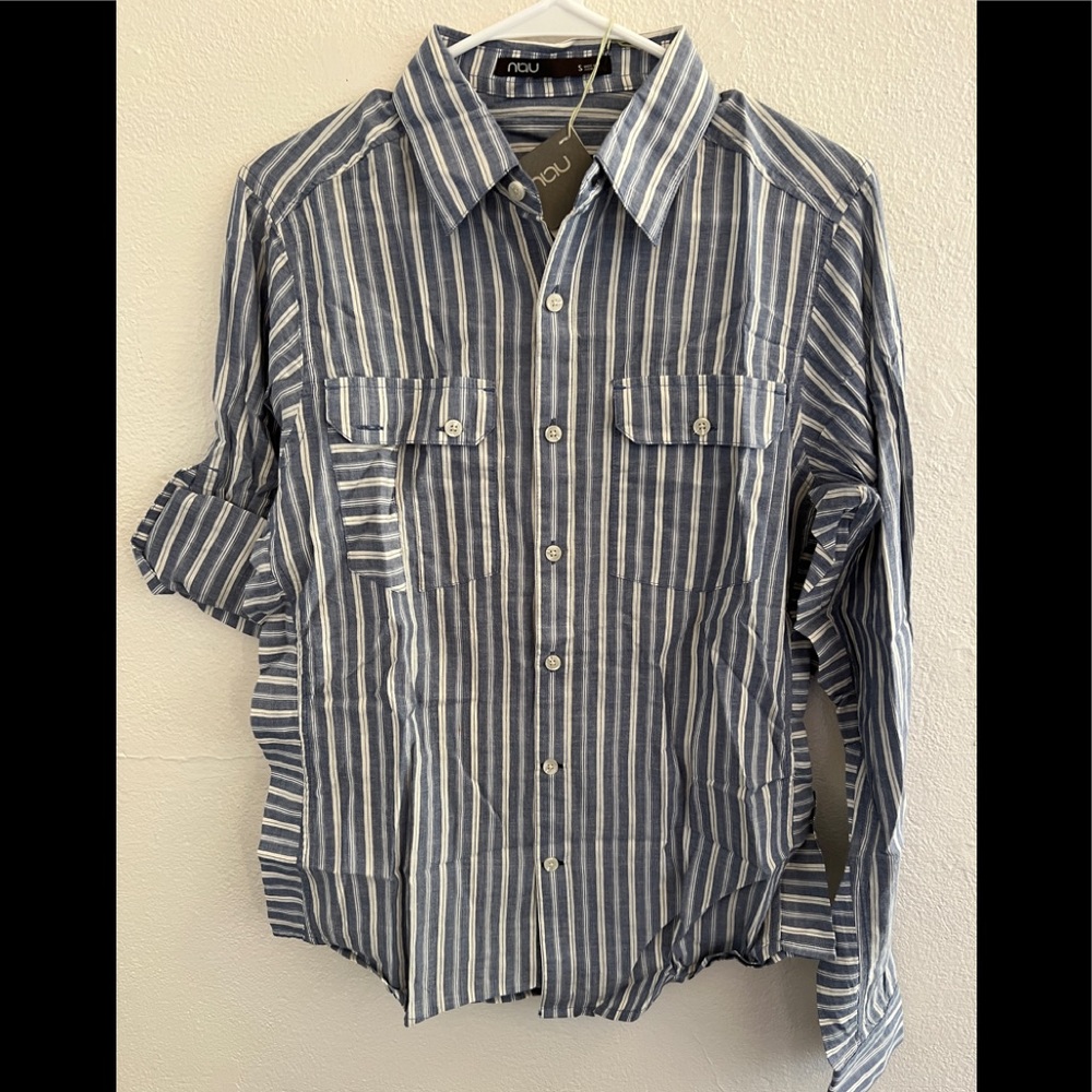 Nau Men’s Mojave Dez Shirt Size Small New w/ Tags Fjord Stripe Colorway